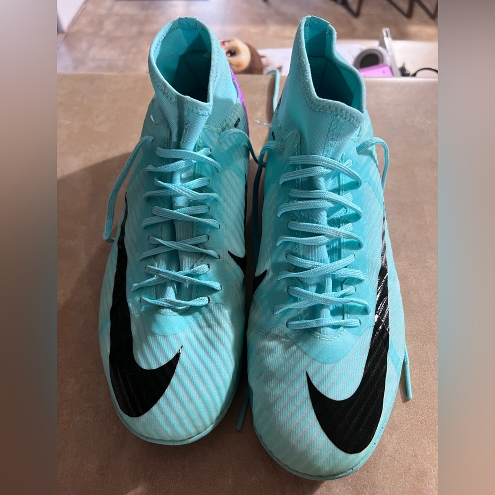 Nike Aqua and Black Mercurial Air Zoom Soccer Cleats